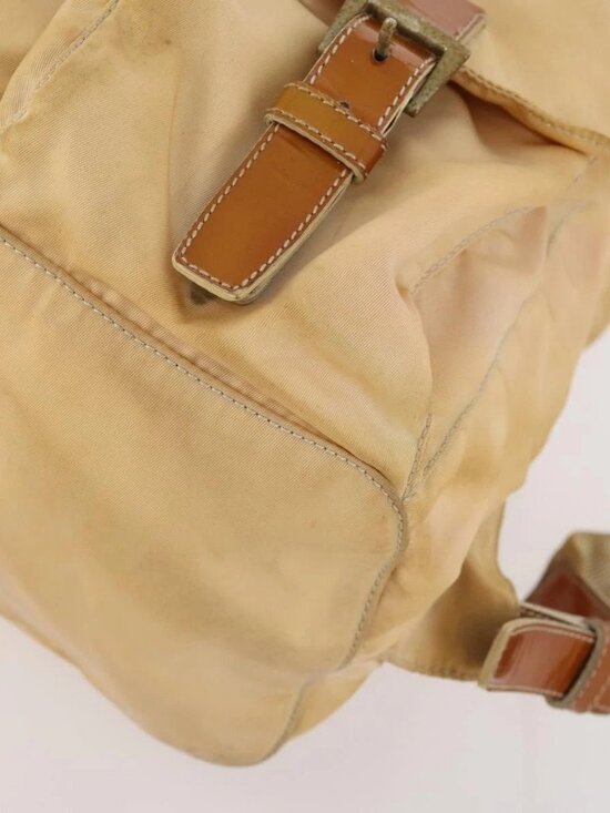 PRADA Backpack Nylon Beige Silver Auth gh1768 main image 6
